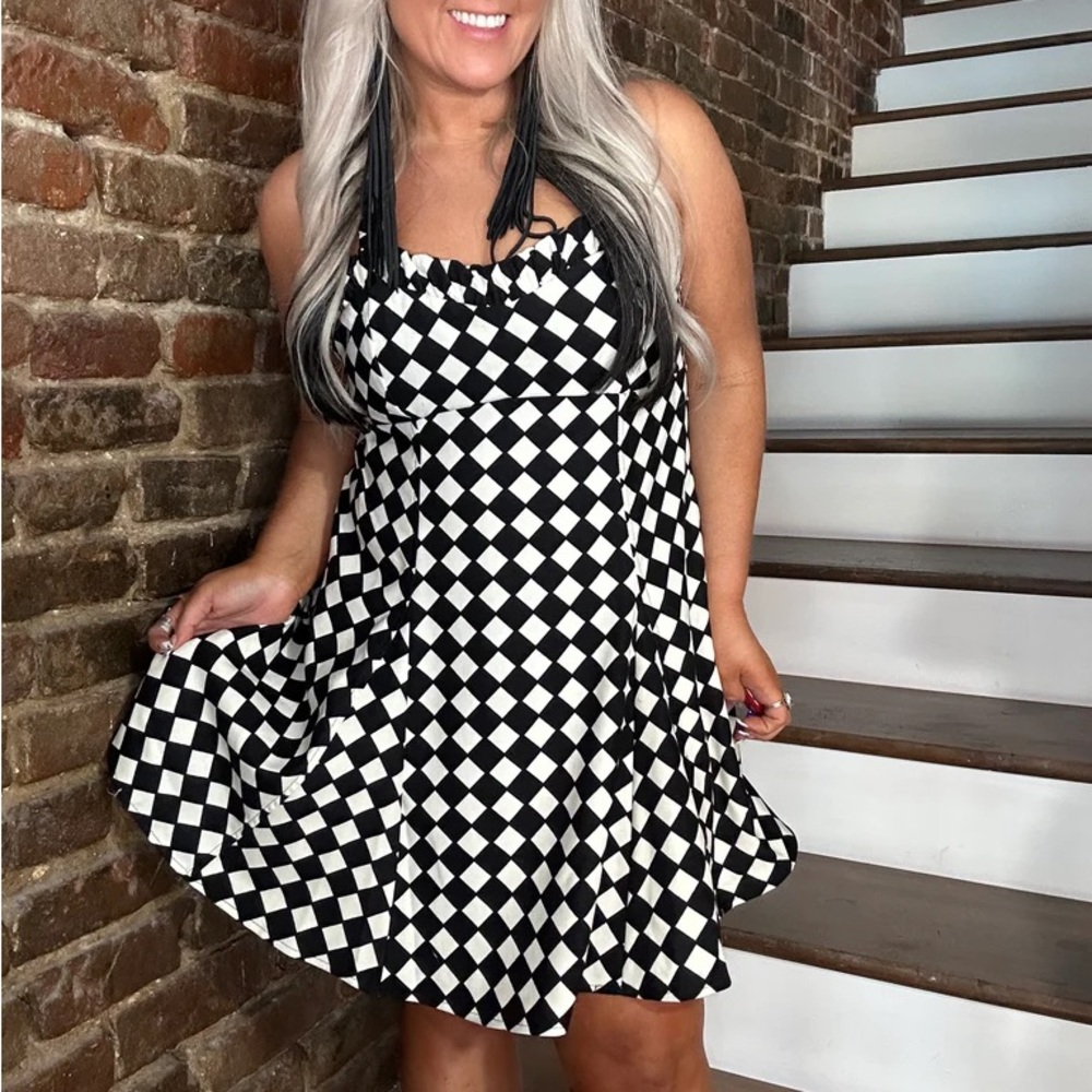 Kori Checkerboard Chick Mini Dress Women’s L Y2K NWT